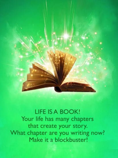 Archangel Raphael Healing Cards, Life Is a Book card with open book and inspirational message — Eternal Spirit