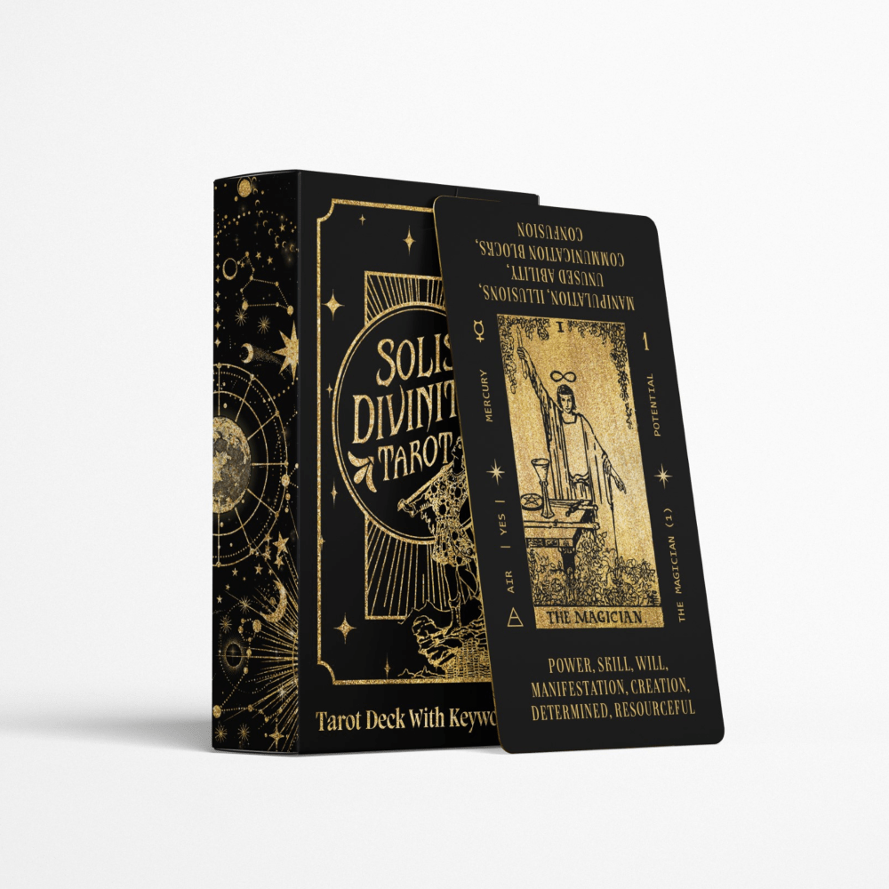 Solis Divinity Tarot (Black & Gold Edition) card featuring the deck's enchanting card art — Eternal Spirit