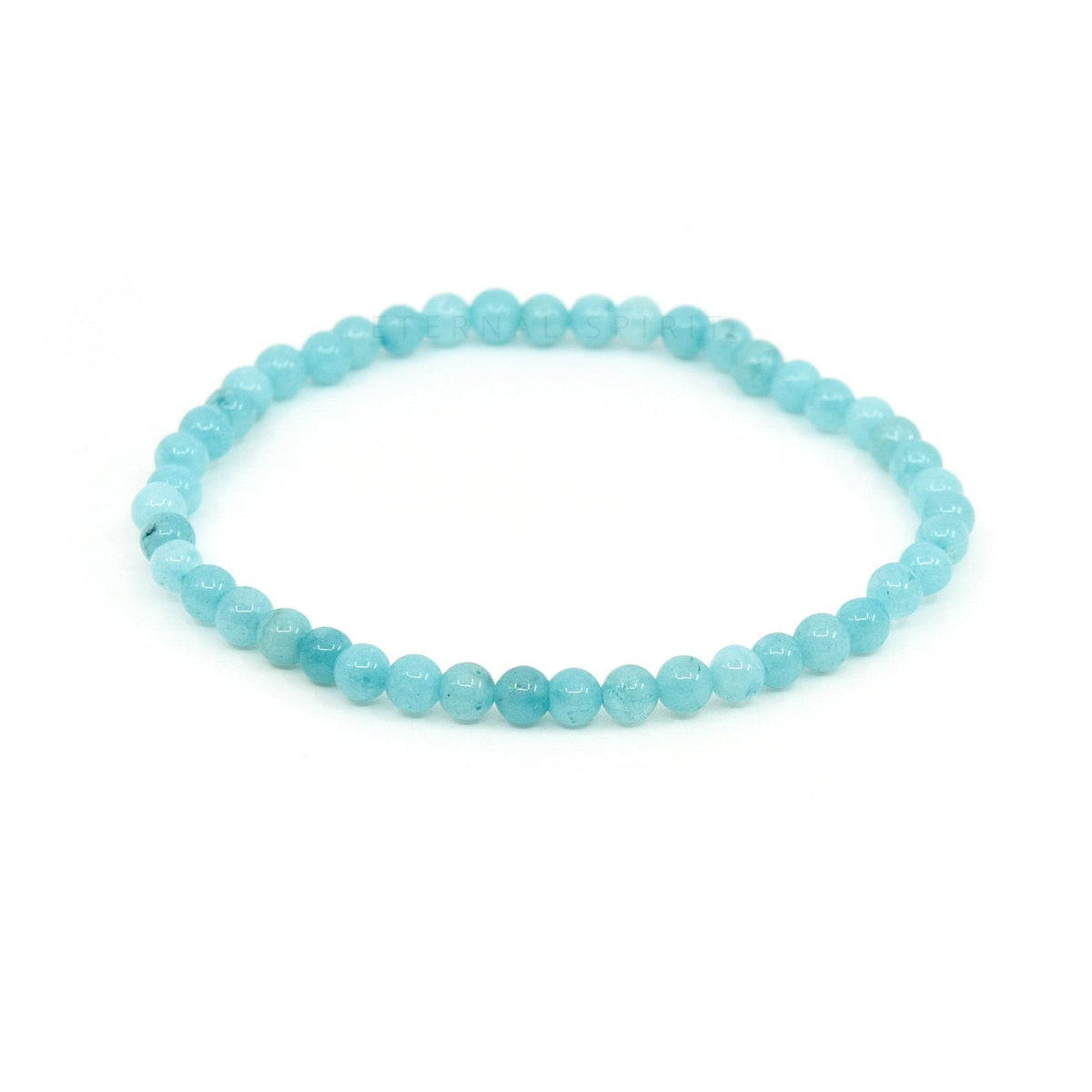 polished Amazonite 4mm round bead bracelet on white background — Eternal Spirit