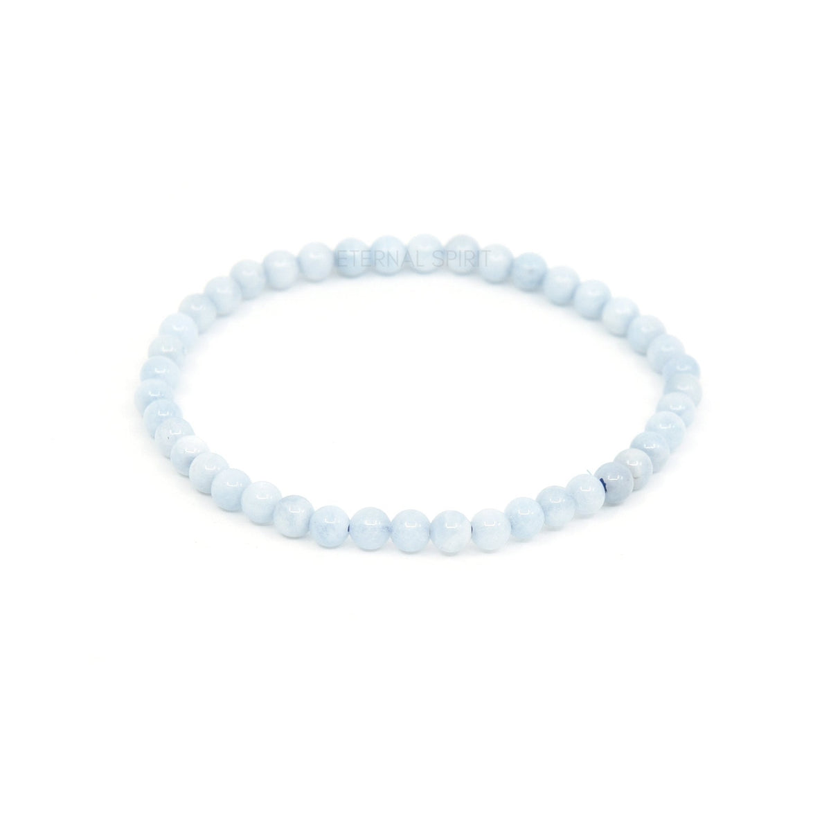 polished Aquamarine 4mm round bead bracelet on white background — Eternal Spirit