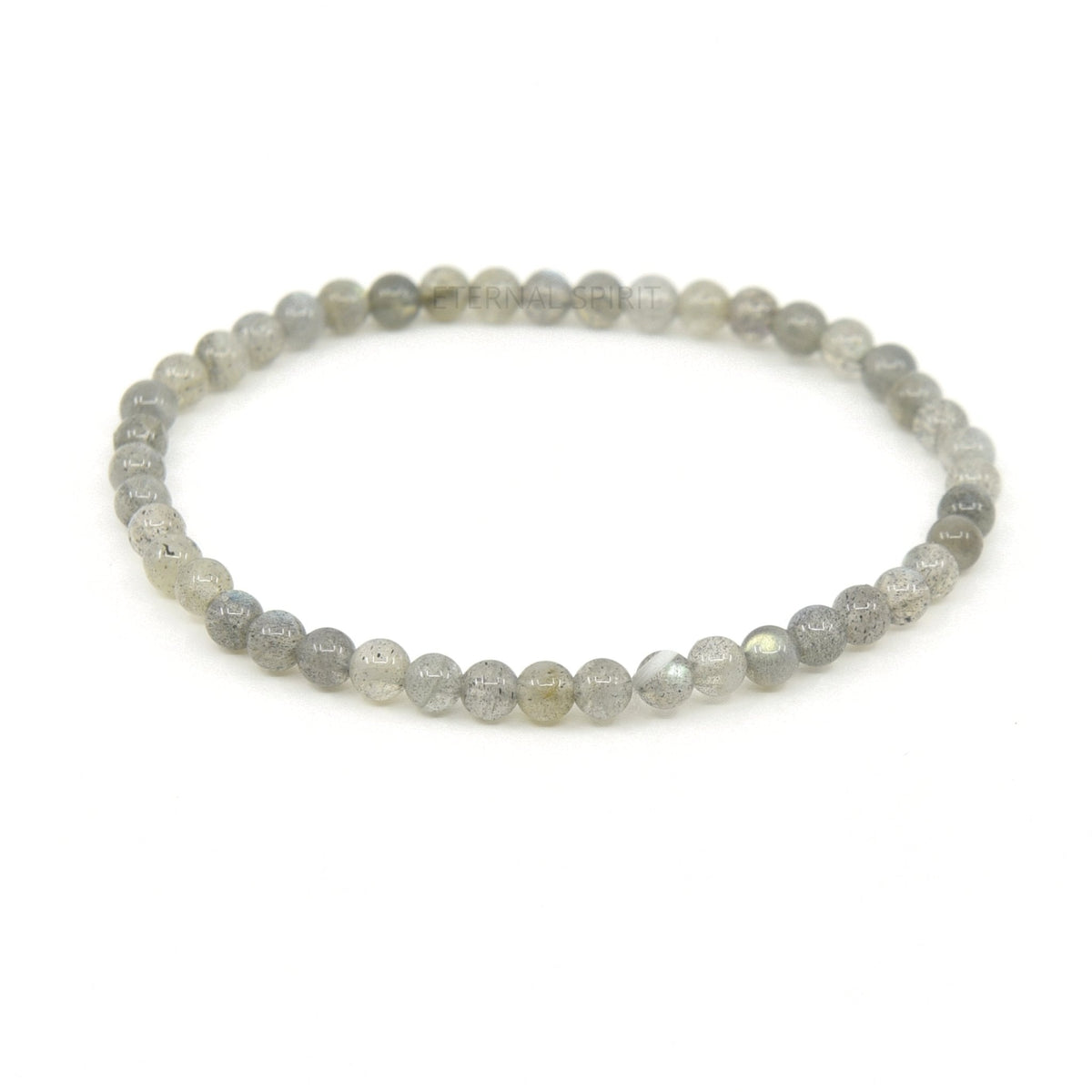 polished Labradorite 4mm round bead bracelet on white background — Eternal Spirit