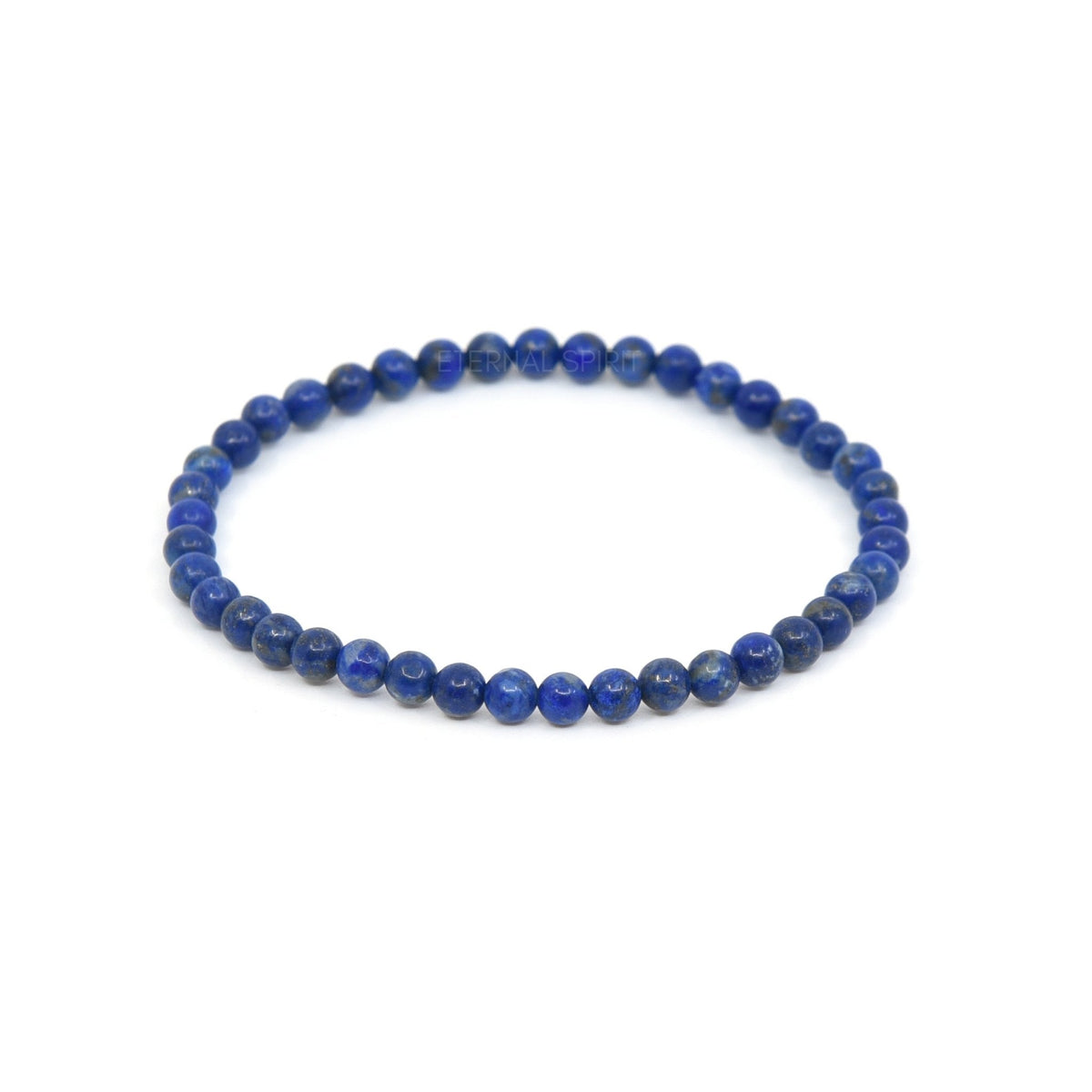 polished Lapis Lazuli 4mm round bead bracelet on white background — Eternal Spirit