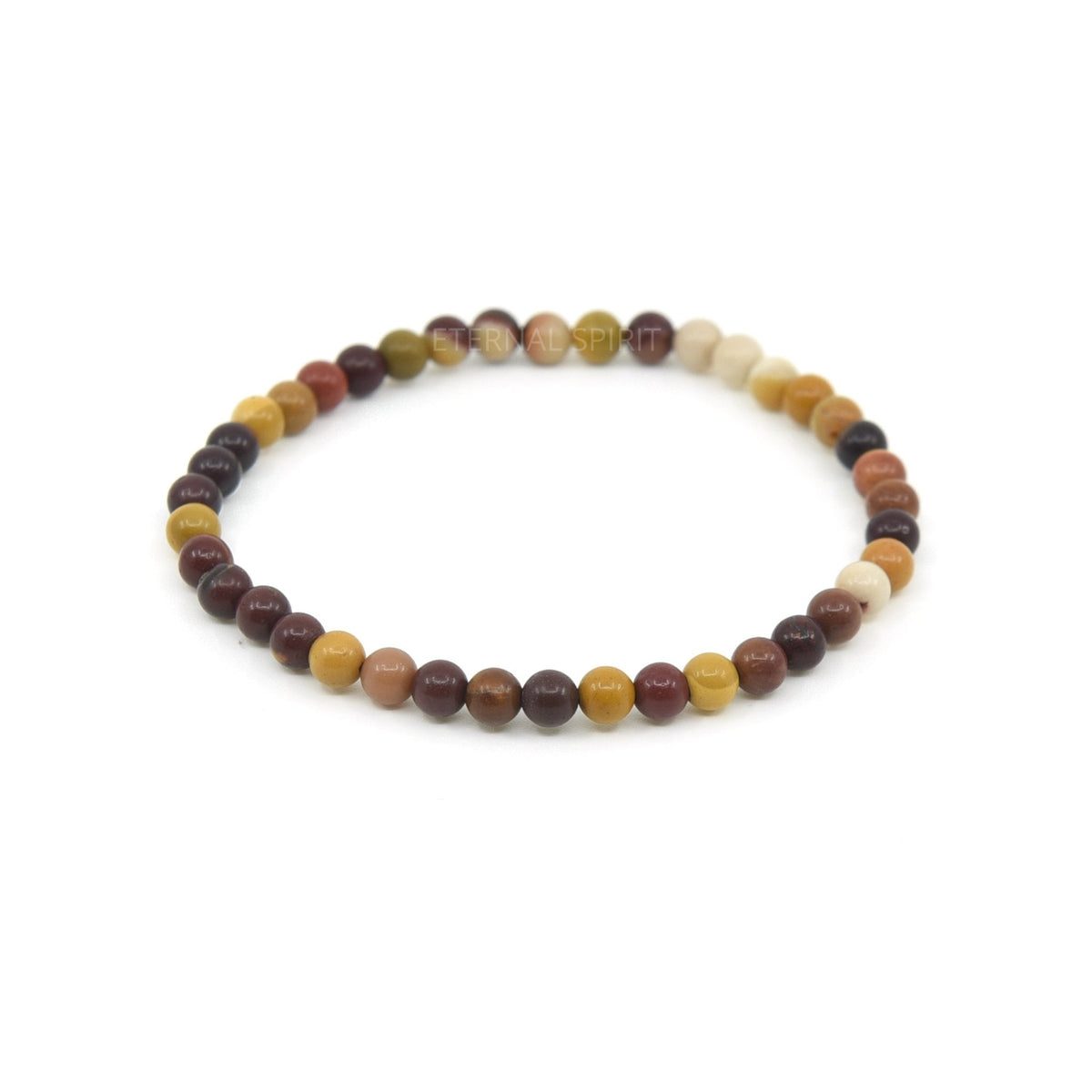 polished Mookaite 4mm round bead bracelet on white background — Eternal Spirit