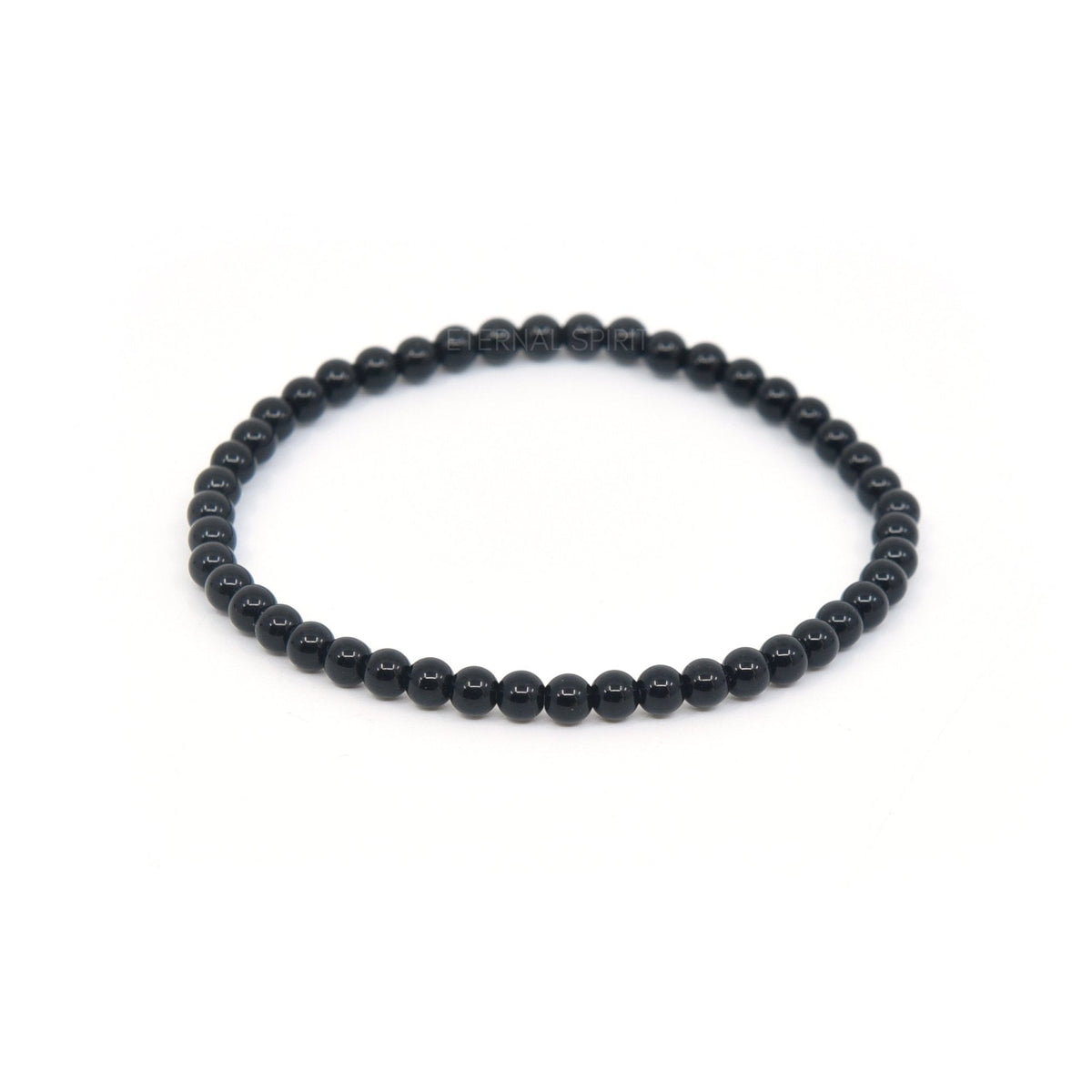 polished Onyx (Black) 4mm round bead bracelet on white background — Eternal Spirit