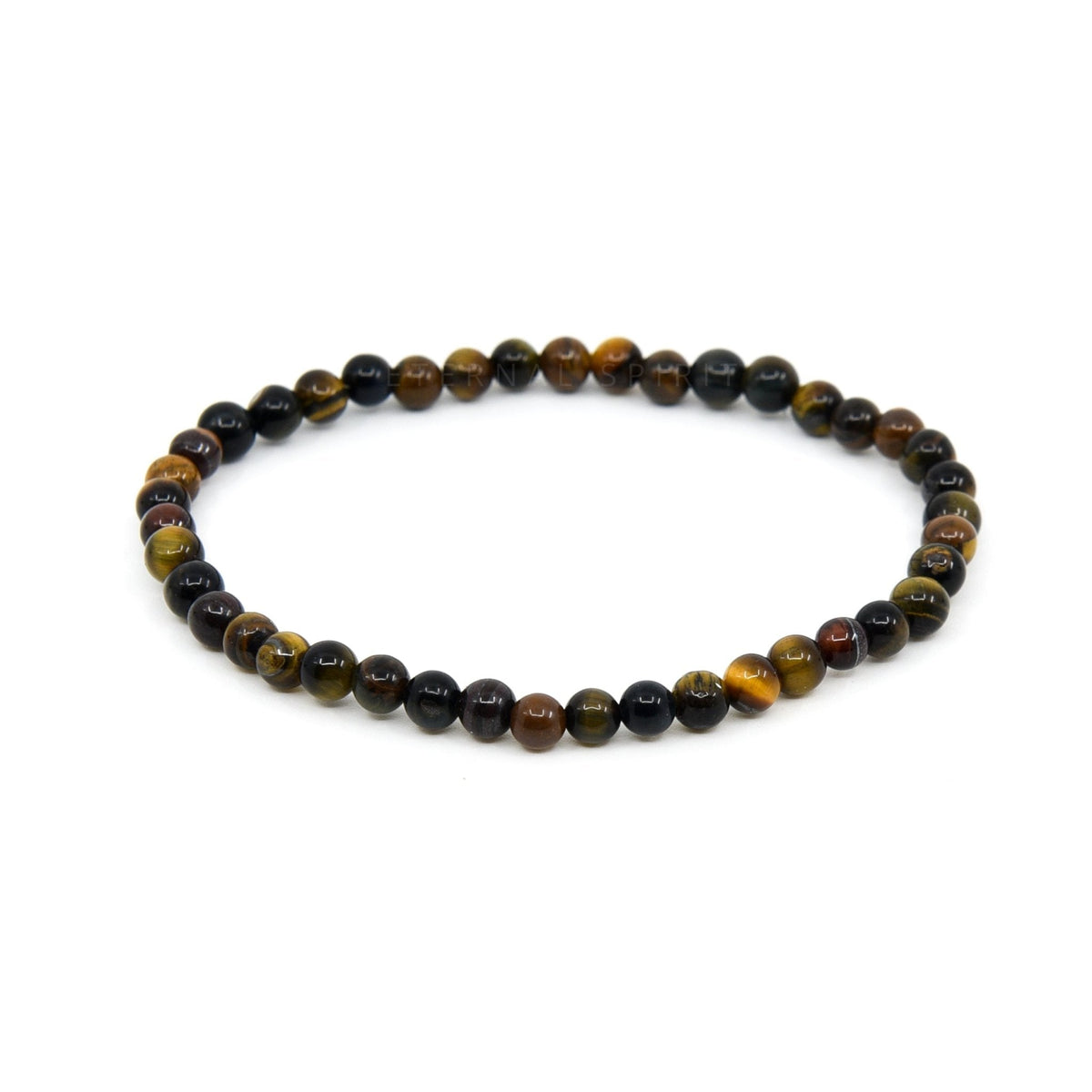 polished Tiger Eye (Combination) 4mm round bead bracelet on white background — Eternal Spirit