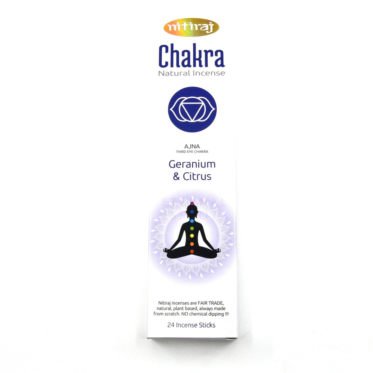 incense sticks - nitiraj naturals "6 third eye chakra", artisan packaging on white background — Eternal Spirit
