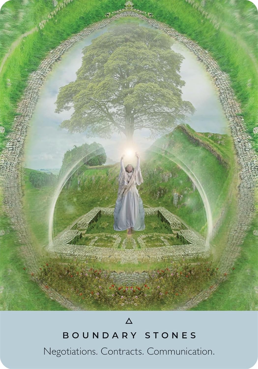 The Ancient Stones Oracle card demonstrating the deck's inspired artistry — Eternal Spirit
