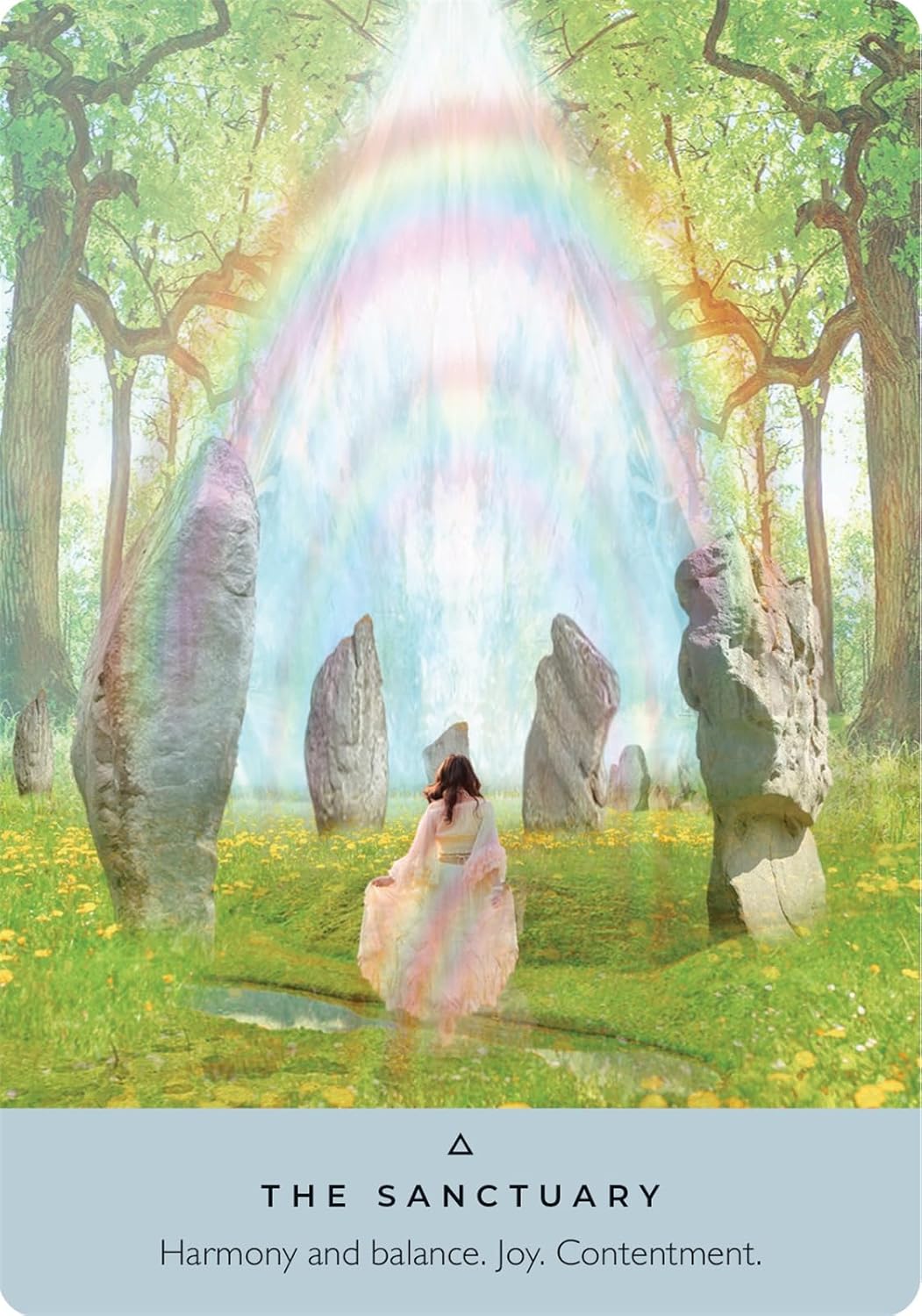 The Ancient Stones Oracle card reflecting the deck's transcendent artwork — Eternal Spirit