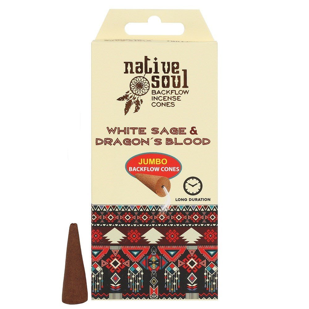 backflow incense cones - native soul "white sage and dragon's blood", cone incense for backflow burners — Eternal Spirit