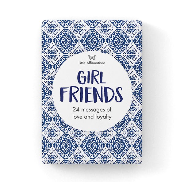 Girlfriends affirmation cards box with blue pattern and red flower — Eternal Spirit