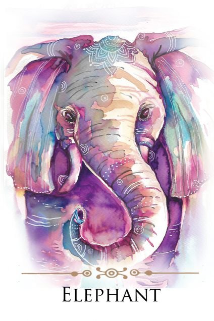 Elephant Stay Connected card with purple elephant and spirit message — Eternal Spirit