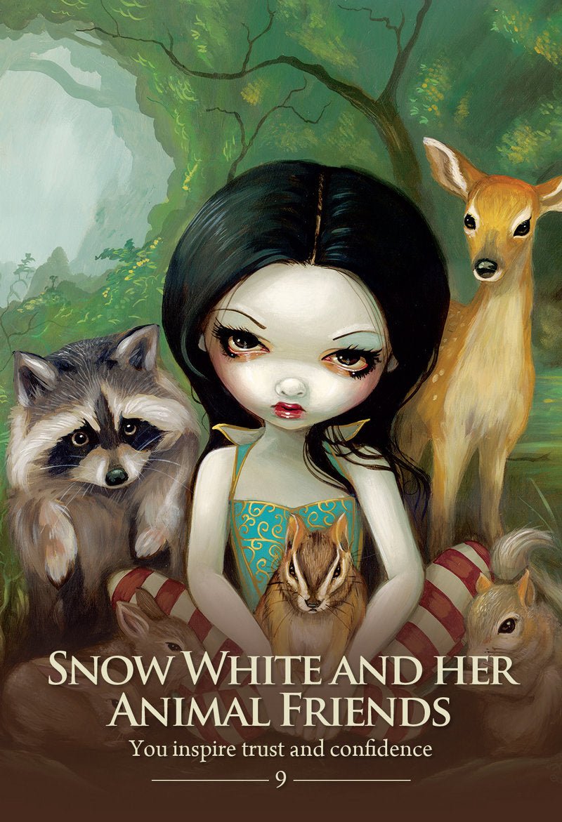 Oracle Of The Shapeshifters Oracle deck, Snow White and Her Animal Friends card with enchanted forest — Eternal Spirit