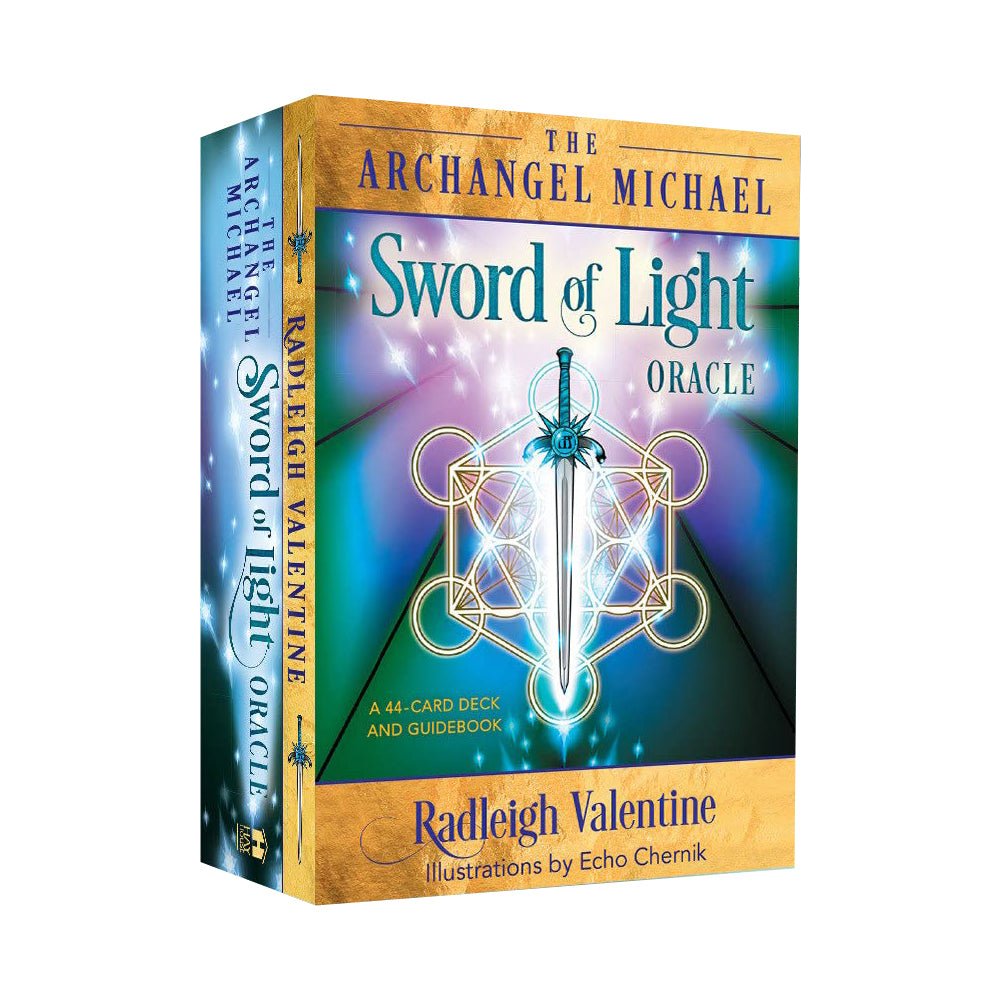 Archangel Michael Sword of Light Oracle box with luminous sword and wings — Eternal Spirit
