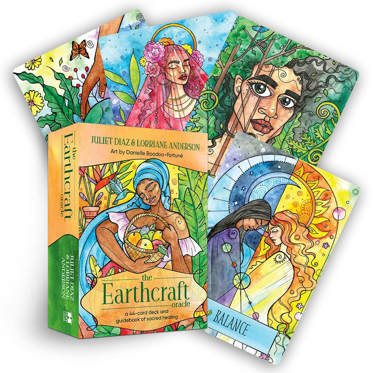 Fan spread of colourful Earthcraft oracle cards on display — Eternal Spirit