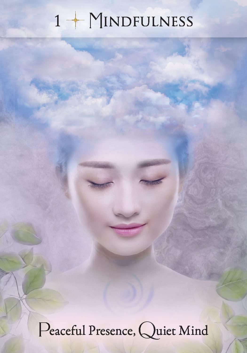 Energy And Spirit Oracle deck, Mindfulness card with peaceful sky and serene quiet mind message — Eternal Spirit