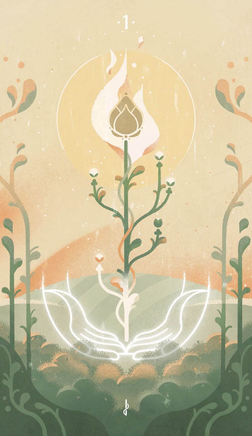 The Spheres of Heaven Tarot card offering a glimpse of the deck's sacred imagery — Eternal Spirit