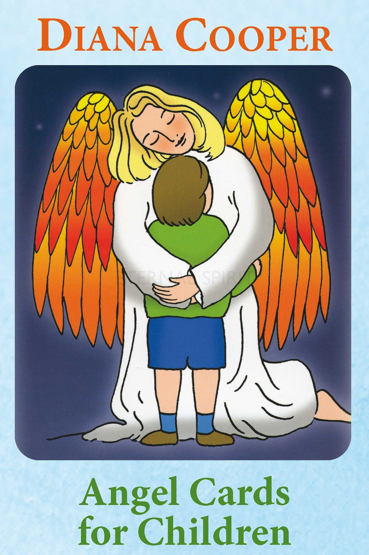Angel Cards for Children box with cartoon child angel and golden wings, Diana Cooper — Eternal Spirit