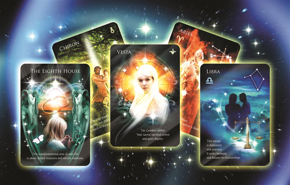 Three-card spread display showing Astrology Reading Cards layout — Eternal Spirit