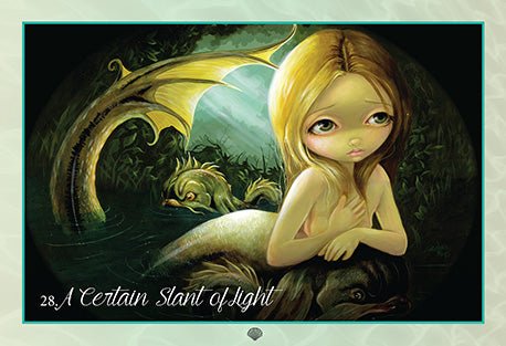 Myths And Mermaids Cards, Mermaid card with flowing hair and sea creatures in deep ocean scene — Eternal Spirit
