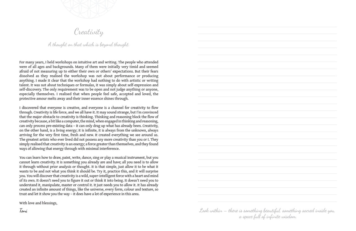 Gratitude Journal illustrating the journal's meditative design — Eternal Spirit