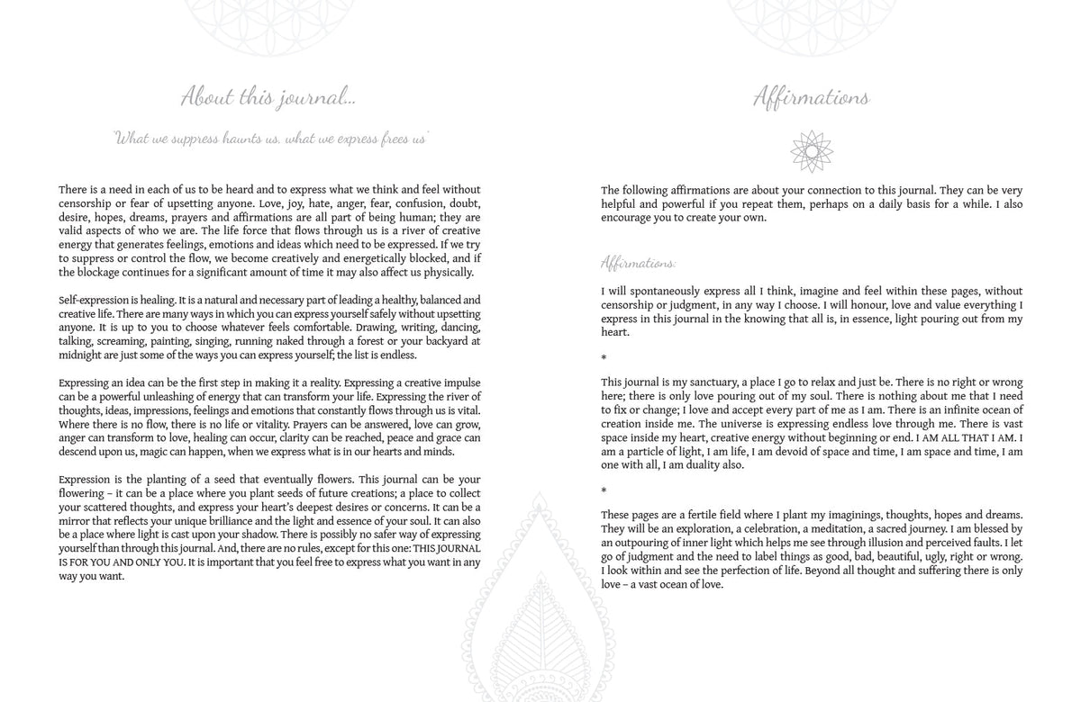 Gratitude Journal capturing the journal's artistic page details — Eternal Spirit
