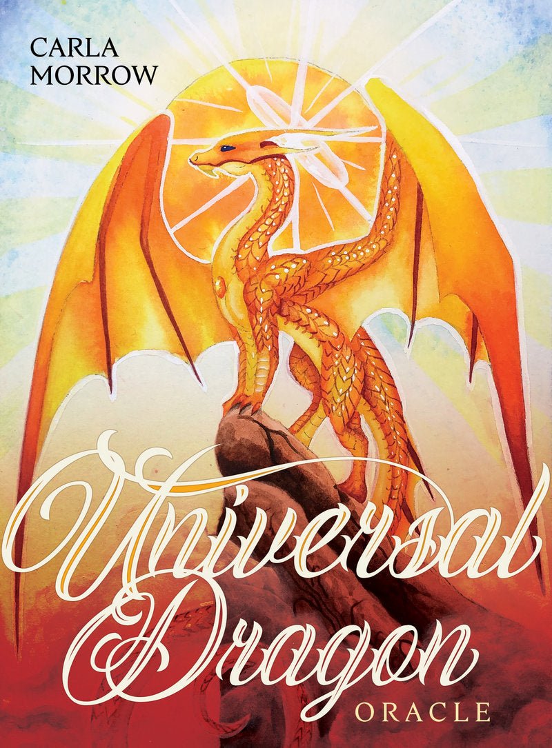 Universal Dragon Oracle box with fiery golden dragon by Carla Morrow — Eternal Spirit