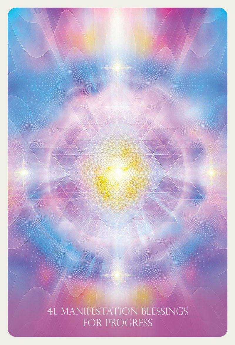 Angelic Lightwork Healing Oracle deck, Manifestation Blessings card with golden mandala and sacred — Eternal Spirit