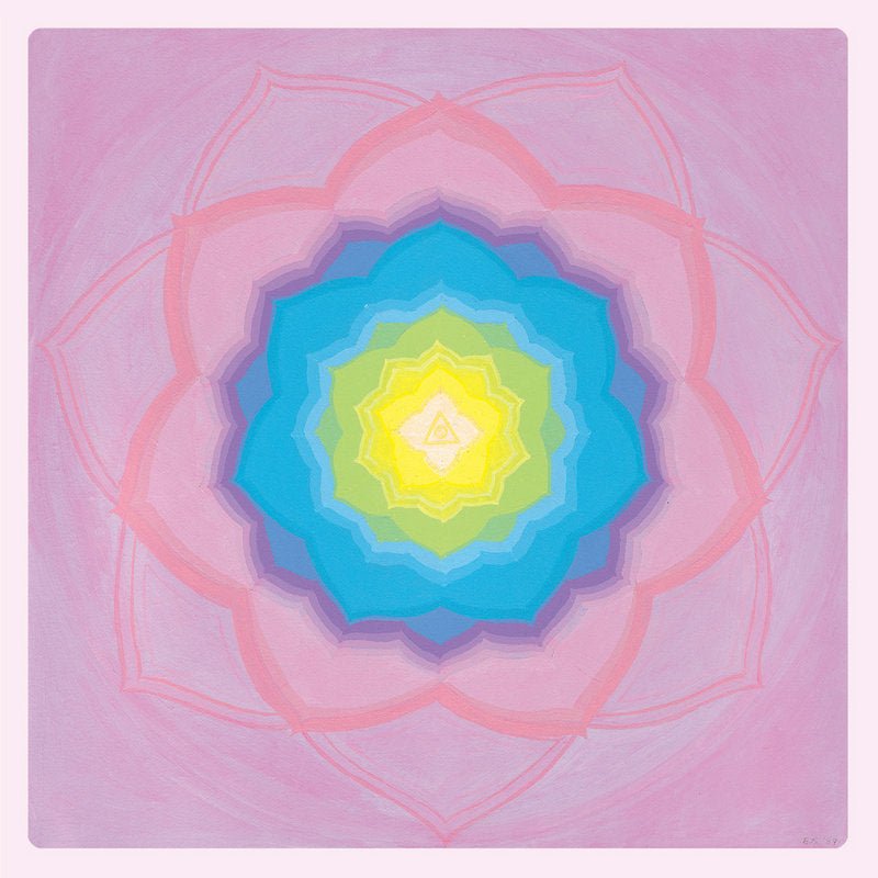 Dimensions Of Light deck, Geometric mandala card with red and pink sacred geometry design — Eternal Spirit