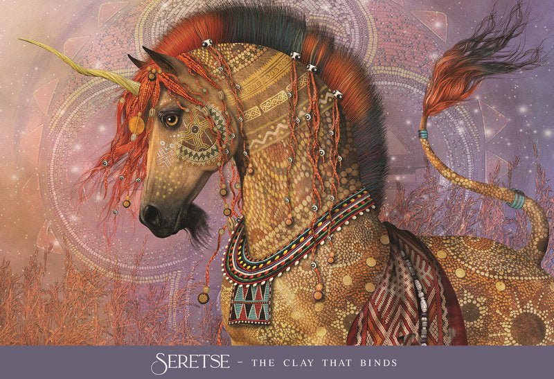 Oracle Of The Sacred Horse Cards, Horse card showing wild stallion rearing with flowing mane at — Eternal Spirit