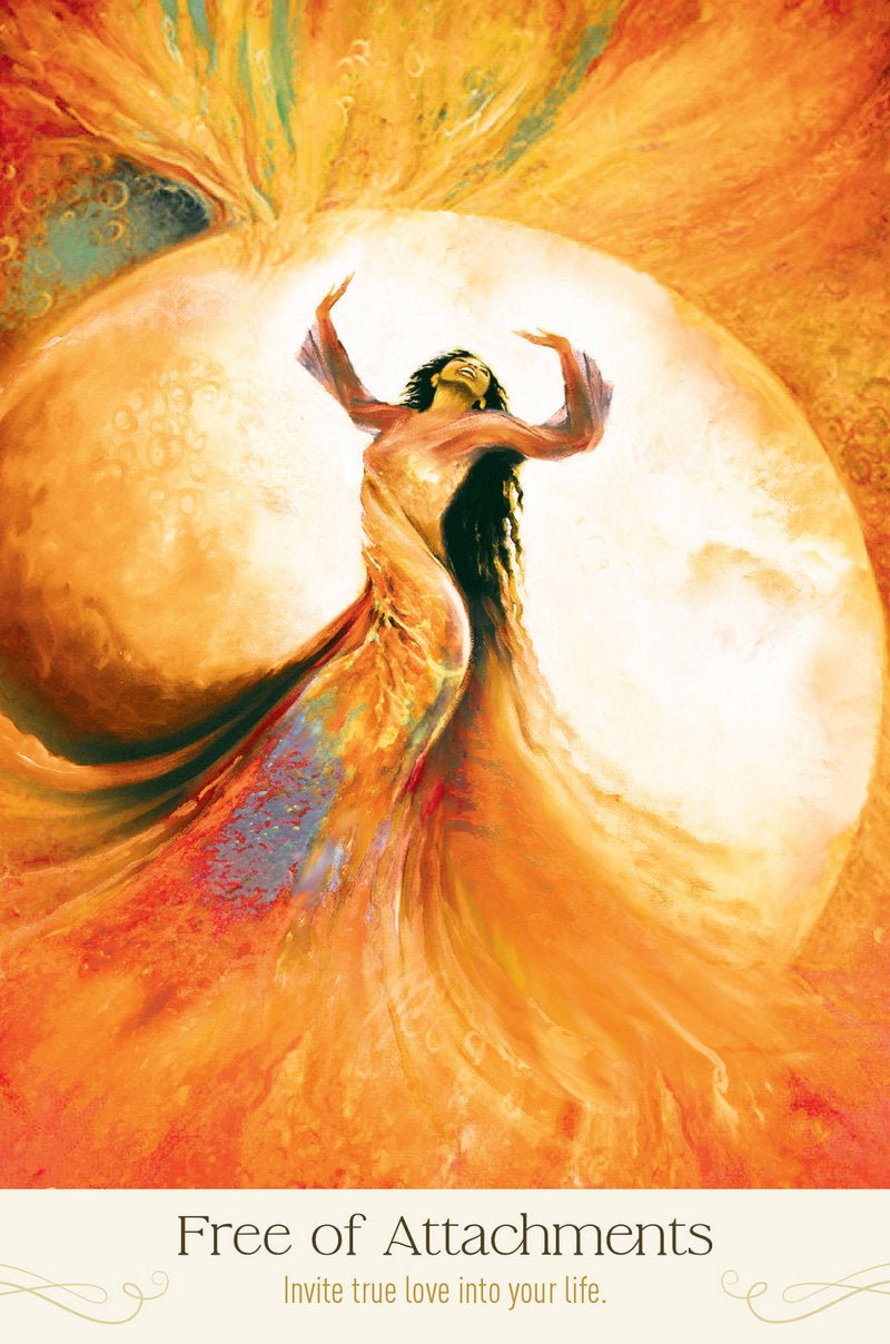 Soul's Journey Oracle deck, Free of Attachments card with serene meditating figure in white light — Eternal Spirit