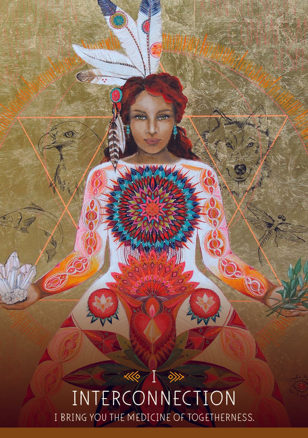 The Medicine Woman Oracle deck, Interconnection card showing Indigenous woman with ceremonial markings — Eternal Spirit