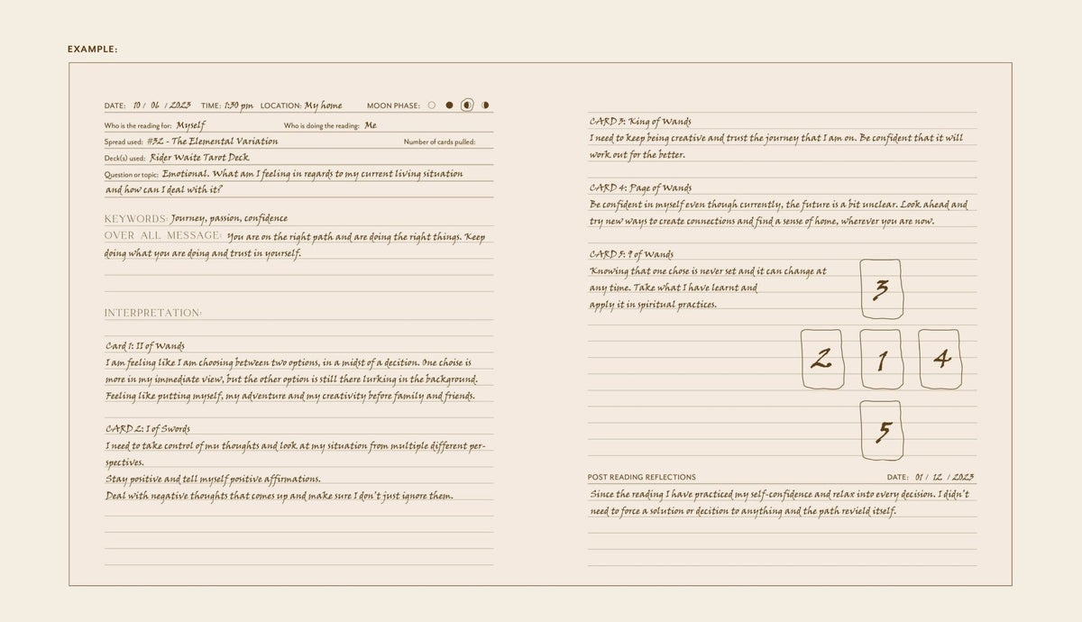 The Complete Tarot & Oracle Journal displaying the journal's beautiful page design — Eternal Spirit