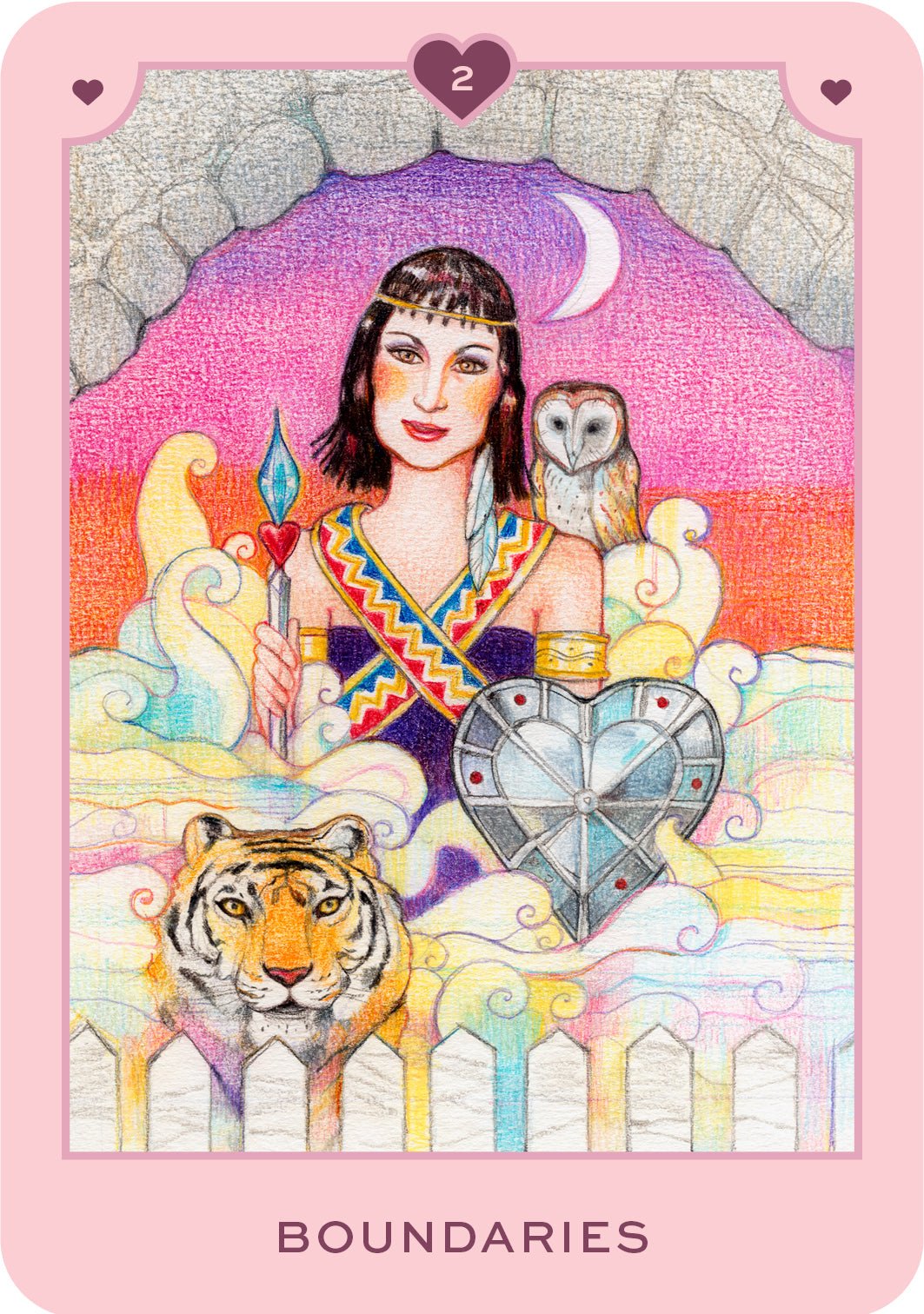 True Love Oracle deck, Boundaries card with moon phases and feminine empowerment illustration — Eternal Spirit