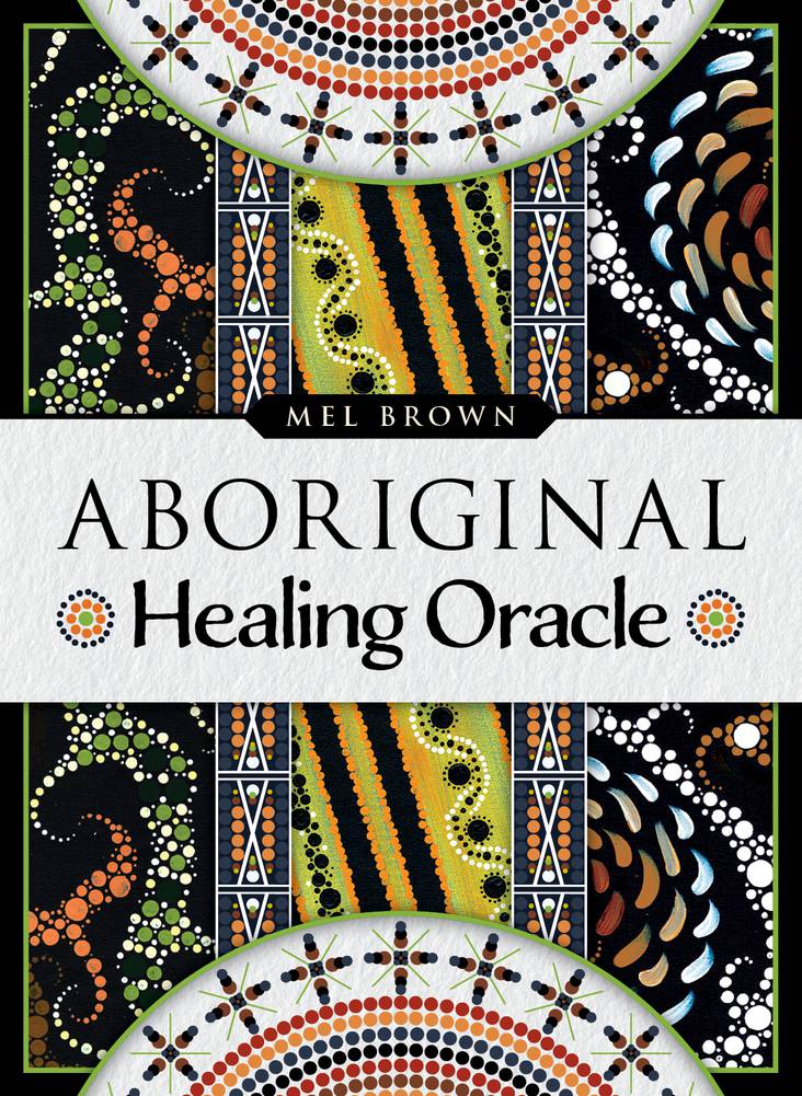 Aboriginal Healing Oracle box with geometric dot patterns in black, gold and white — Eternal Spirit