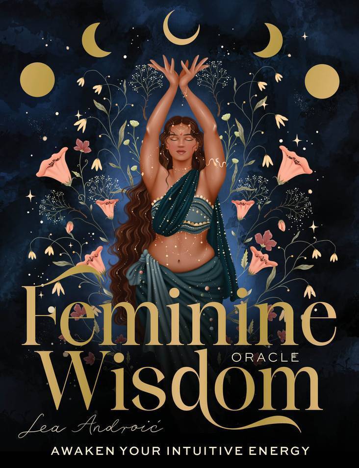 Feminine Wisdom Oracle pink box with elegant script and feminine art — Eternal Spirit