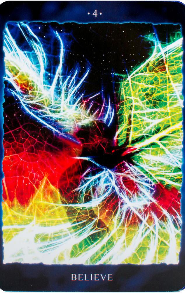 Cosmic Reading Cards, Believe card with rainbow crystalline fractal energy pattern — Eternal Spirit