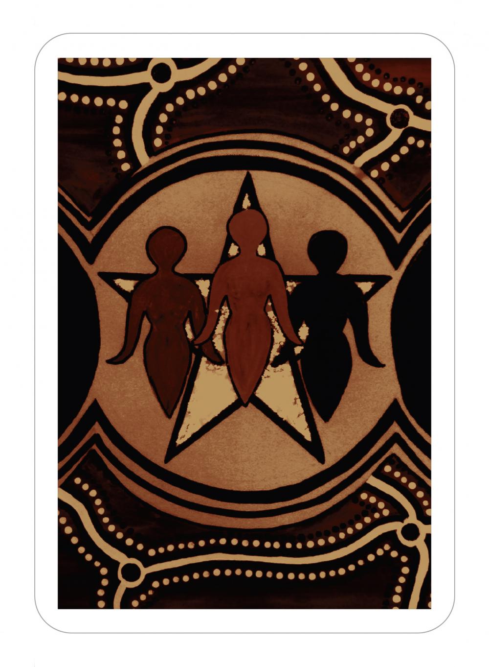 Aboriginal Spirit Oracle deck, Aboriginal dot-painting card back design with circular earth-tone patterns — Eternal Spirit
