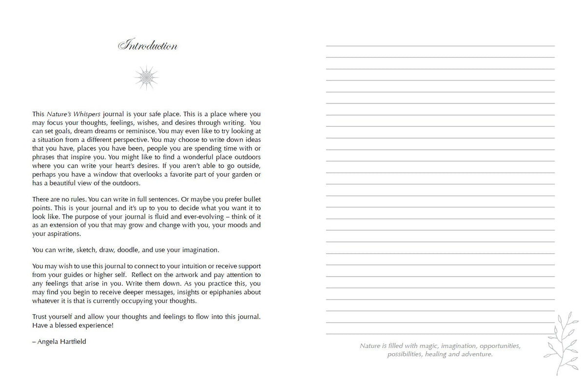Nature's Whispers Journal presenting the journal's reflective writing spaces — Eternal Spirit