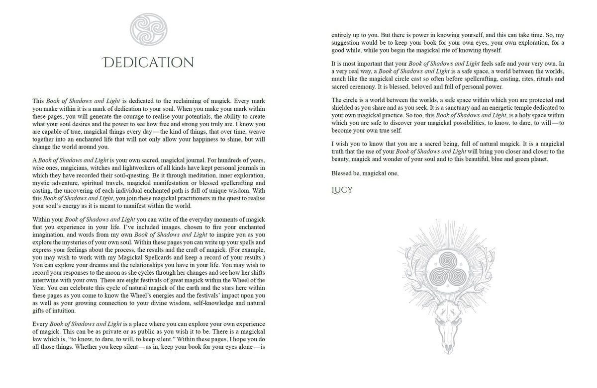 Book of Shadows & Light Journal showcasing the journal's inspirational illustrations — Eternal Spirit