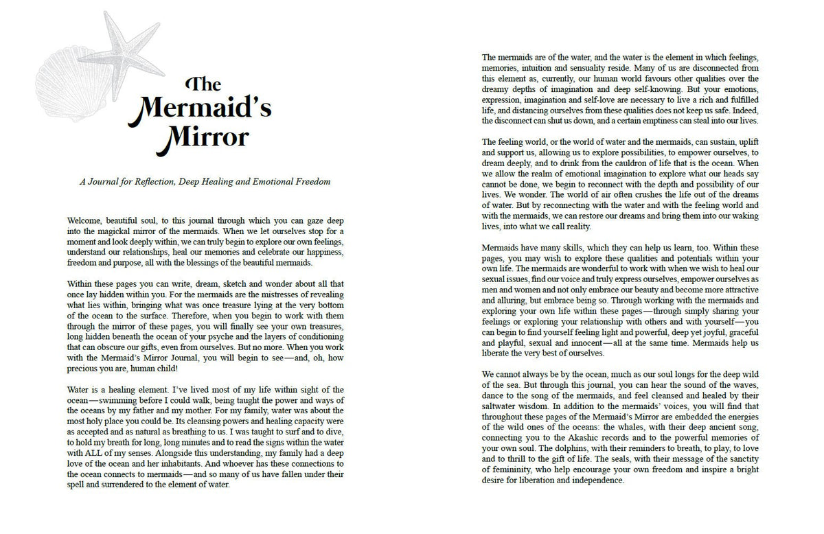 Mermaid's Mirror Journal showing the journal's interior pages and artwork — Eternal Spirit