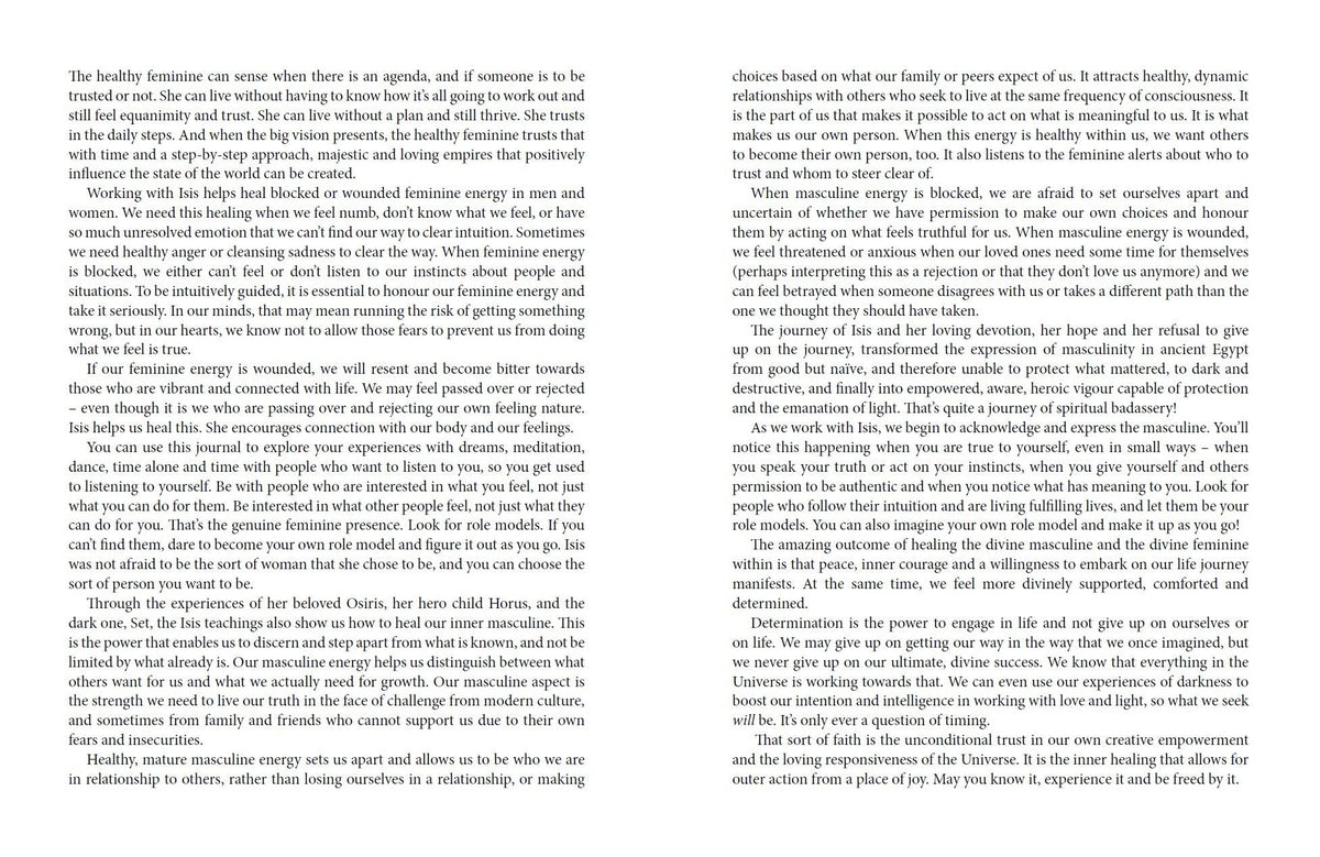 Goddess Isis Journal presenting the journal's reflective writing spaces — Eternal Spirit