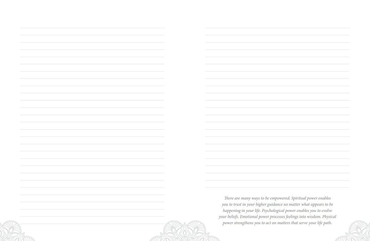 Crystal Mandala Journal revealing the journal's guided writing prompts — Eternal Spirit