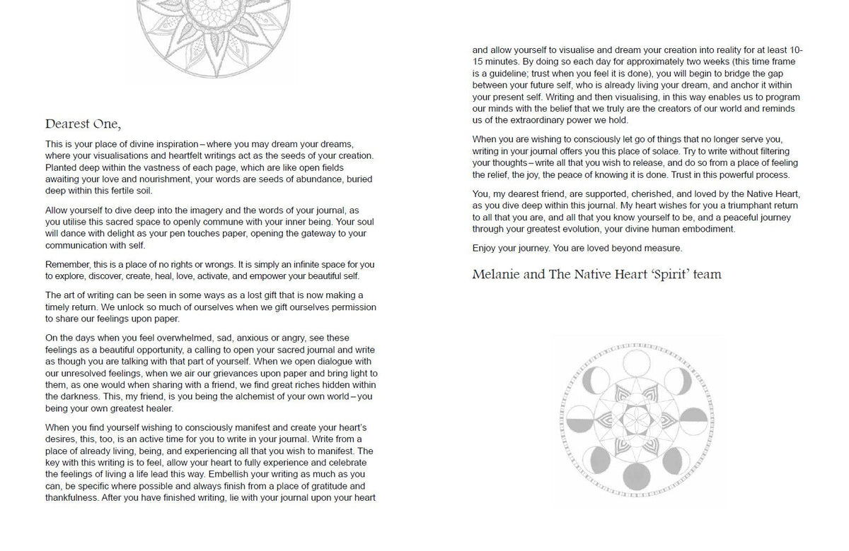 Native Heart Healing Journal showcasing the journal's inspirational illustrations — Eternal Spirit