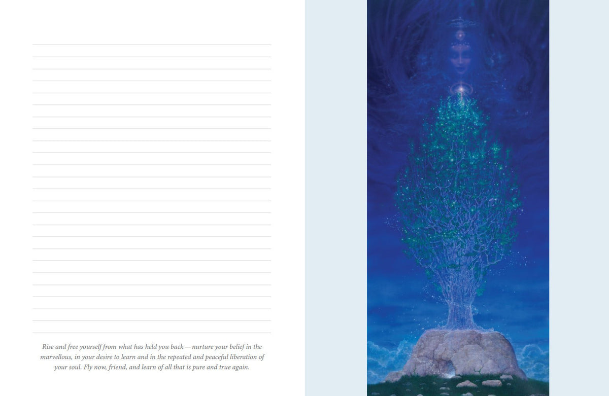 Hidden Worlds Journal revealing the journal's guided writing prompts — Eternal Spirit