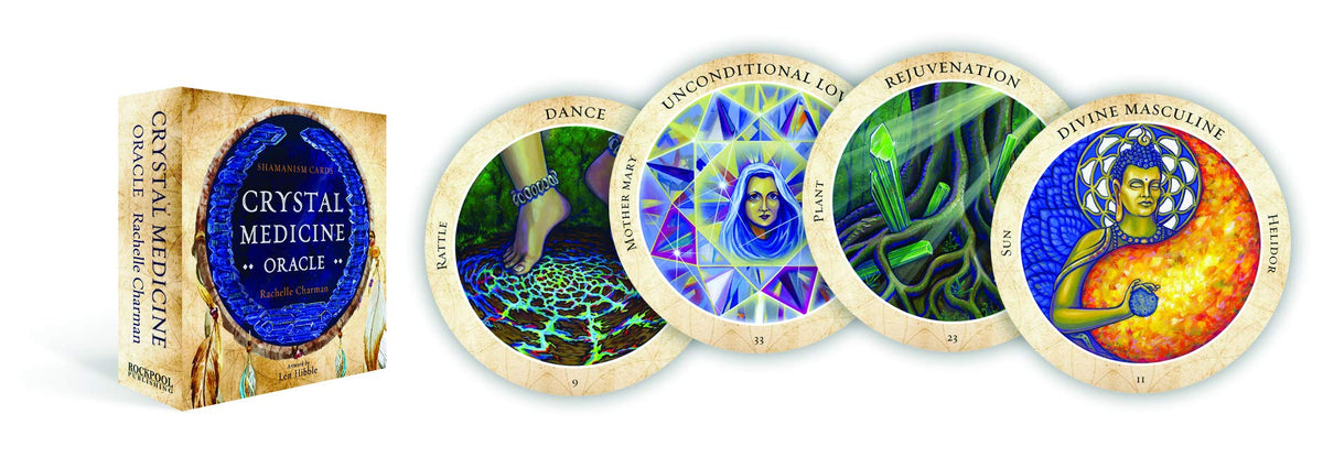 Crystal Medicine Oracle deck, Colourful chakra crystal array with rainbow crystal specimen display — Eternal Spirit
