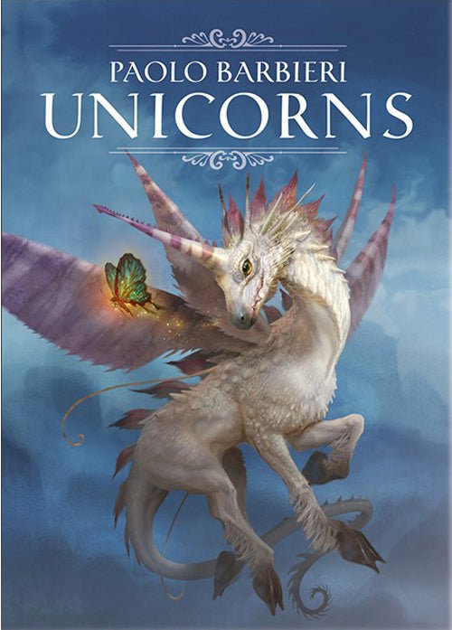 Unicorns Oracle box with white unicorn and pink blossoms by Paolo Barbieri — Eternal Spirit