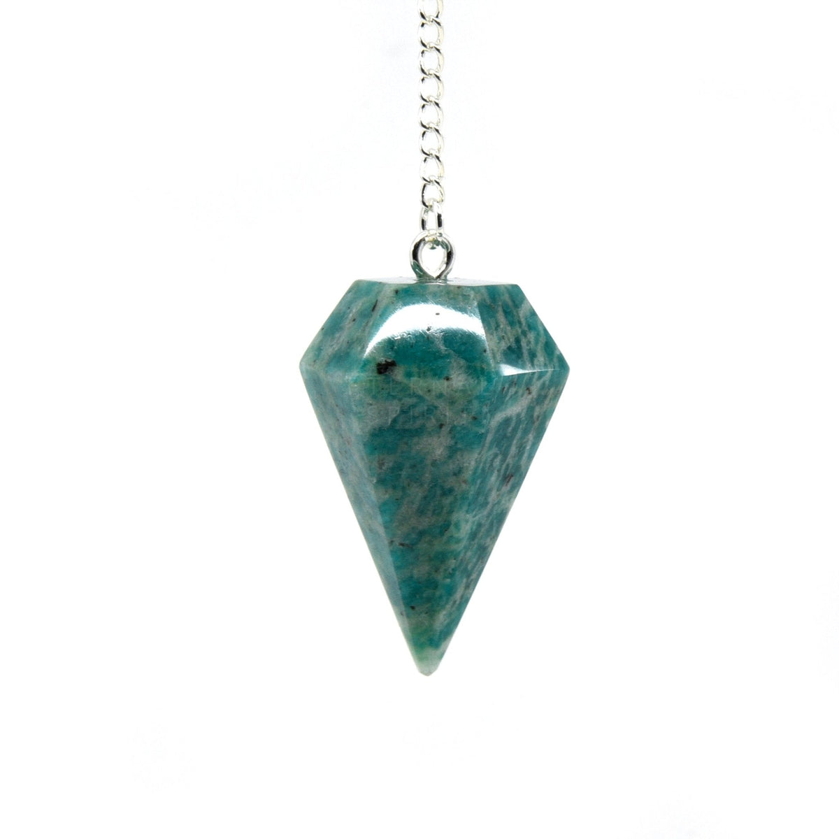 Sea-Green Amazonite large faceted pendulum on silver chain — Eternal Spirit
