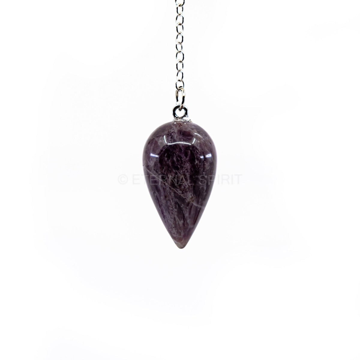 Violet Amethyst teardrop pendulum on silver chain — Eternal Spirit