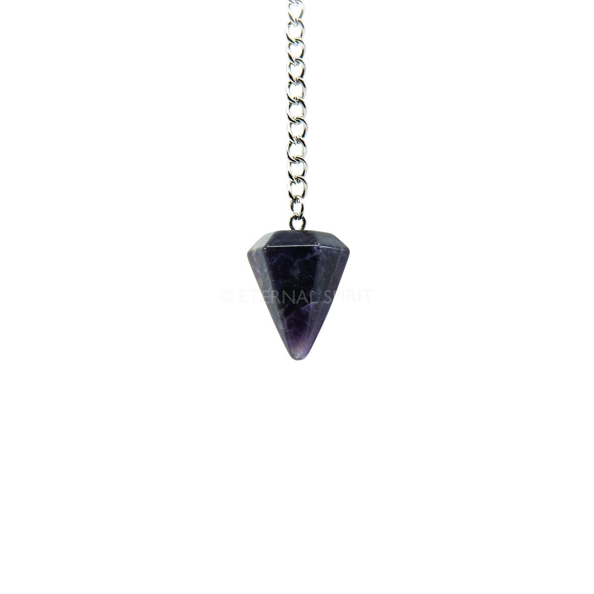 Violet Amethyst small faceted pendulum on silver chain — Eternal Spirit