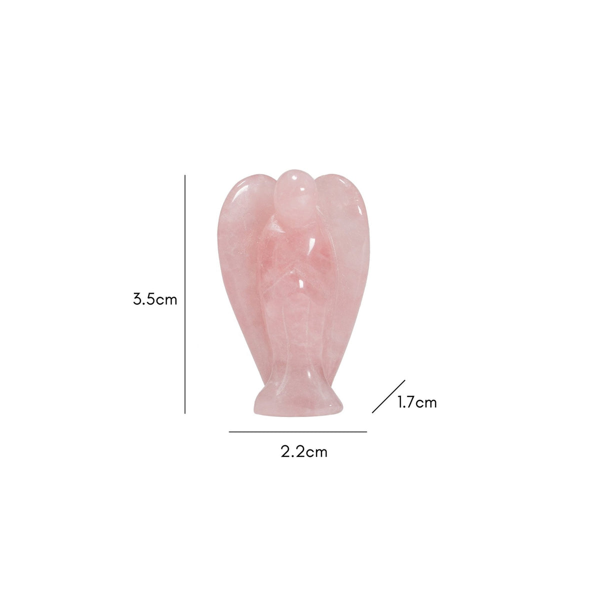 gentle pink Rose Quartz angel figurine 35mm, showing natural base formation — Eternal Spirit